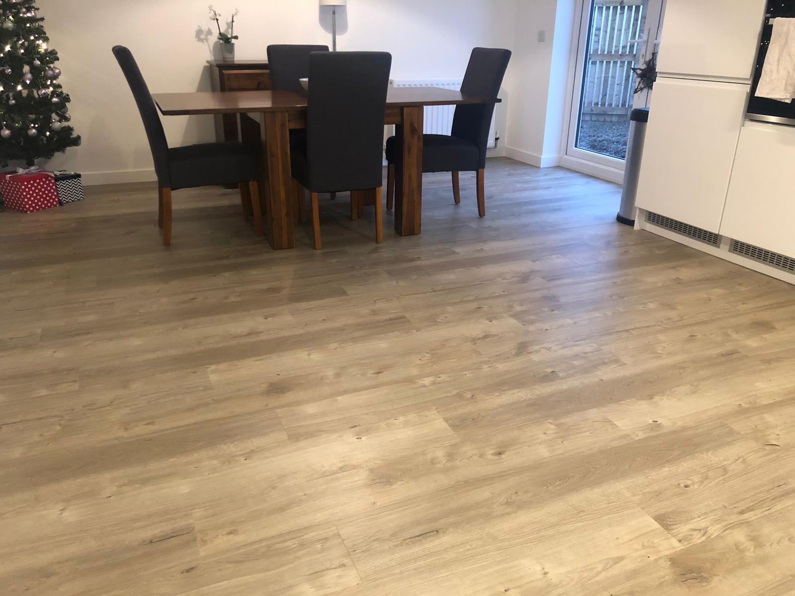 Luxury vinyl tile flooring that looks like wood.