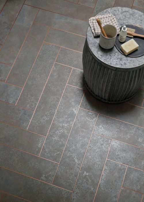 DC526 GreyBurnishedMetal LargeParquet 114x457mm PolishedCopper 3x915mm