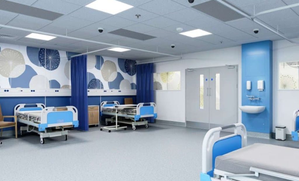 Quality Altro flooring — supply & install 5 UK CEEM Hospital Altro Whiterock doorset Digiclad Cantata Fortis